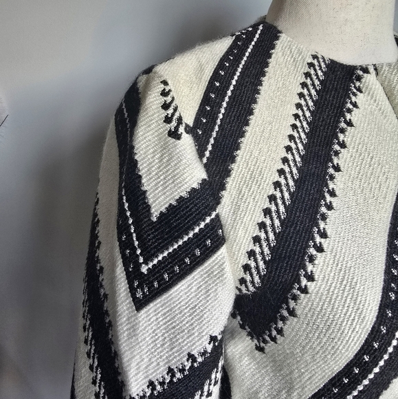 ZARA Women, New, Wool Blend Black White Pattern Longline Coat, Size Small - Picture 6 of 15